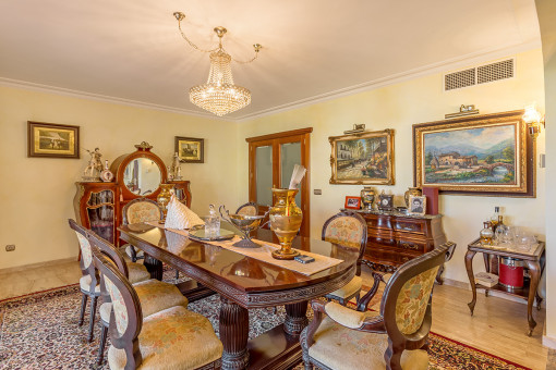 Dining area with antique furniture