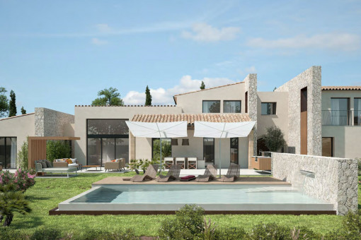 Modern finca-project with infinity-pool on an absolutely tranquil plot of land between Llucmajor and Campos