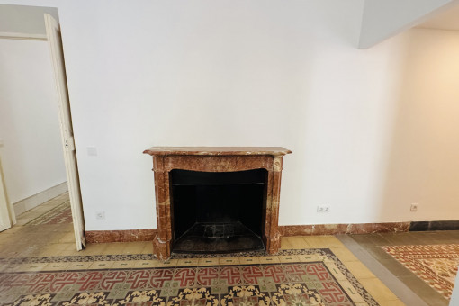 Fireplace in the living-dining area