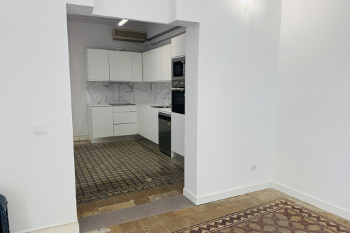 View from the living area into the kitchen