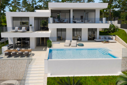 Villa in dream location with gigantic sea view in shell construction for individual completion